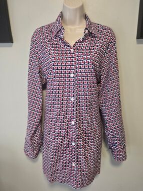 Tommy Bahama Red, White & Blue Patterned Button-Up Tunic